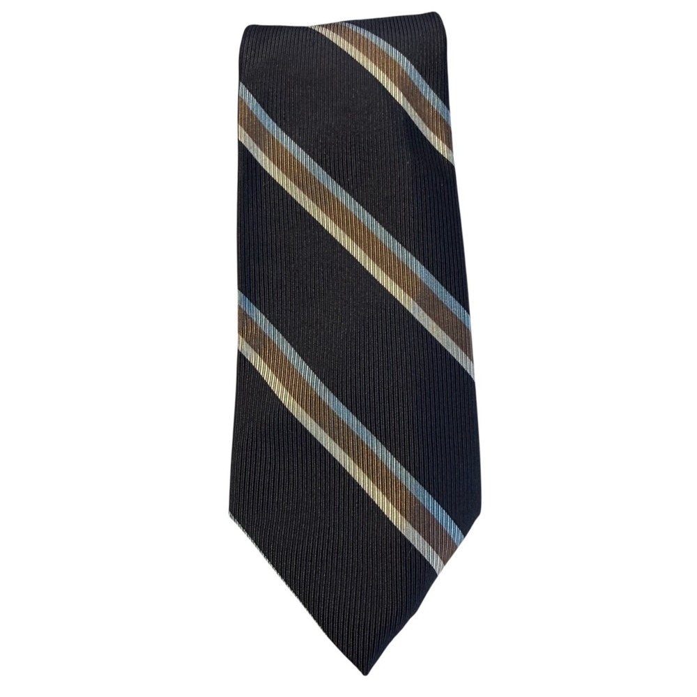 Daniel Cremieux Mens Silk‎ Tie Black Stripe Mantero Collection NWT